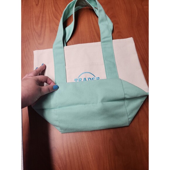 Trader Joe's Mint Green Mini Canvas Tote Bag - Picture 3 of 5